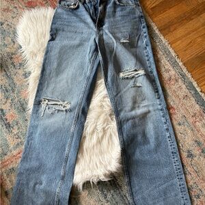Zara Distressed Wide Leg Jeans